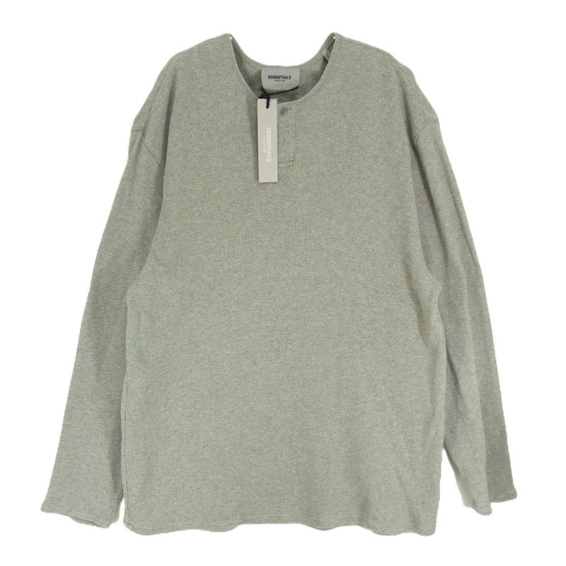 FEAR OF GOD フィアオブゴッド ESSENTIALS エッセンシャルズ THERMAL HENLEY サーマル ヘンリーネック ロングスリーブ カットソー グレー系 L【中古】