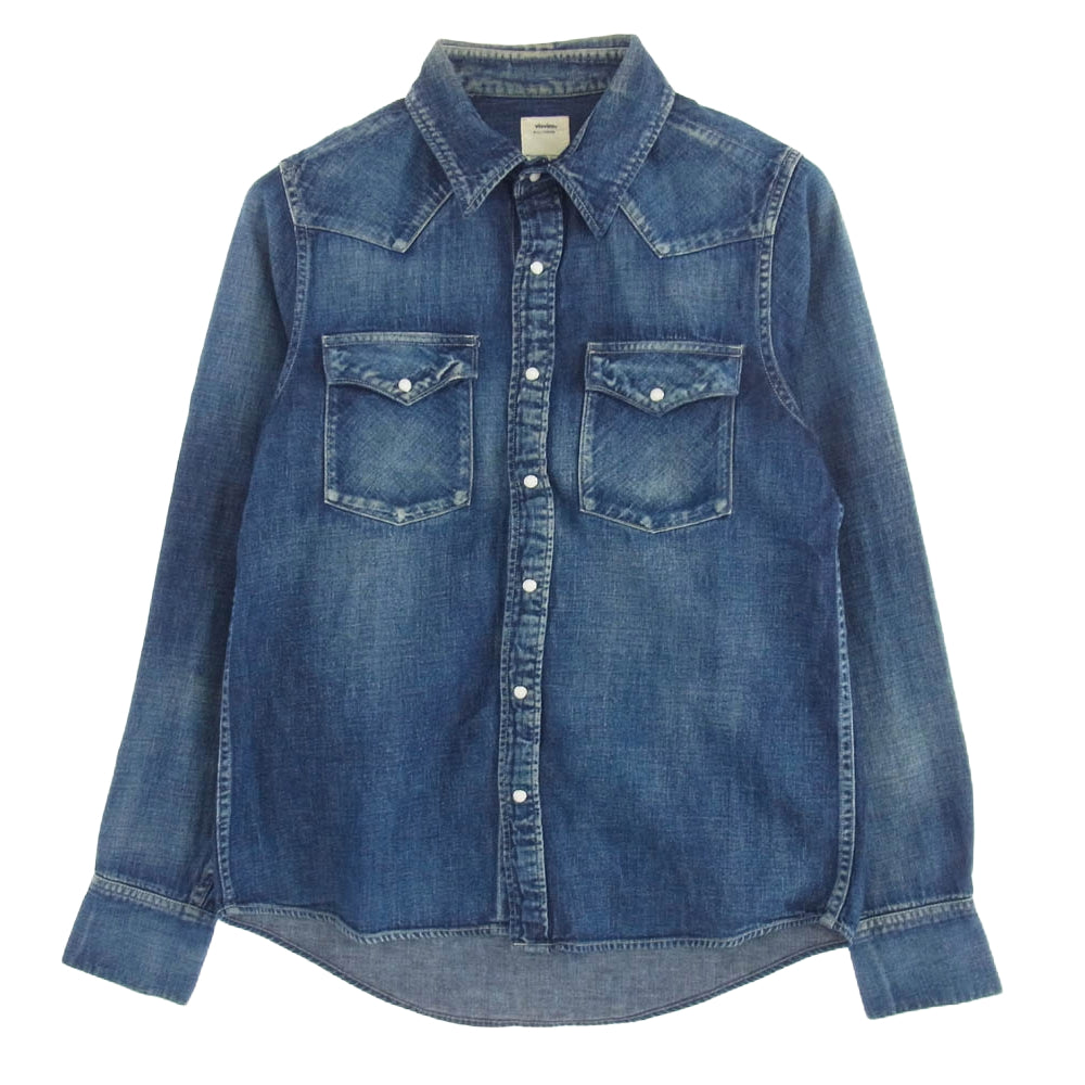 VISVIM ビズビム 19SS 0119105007001 SOCIAL SCULPTURE DAMAGED SHIRT ソーシャル スカルプチャー ダメージ 長袖 シャツ インディゴブルー系 1【中古】