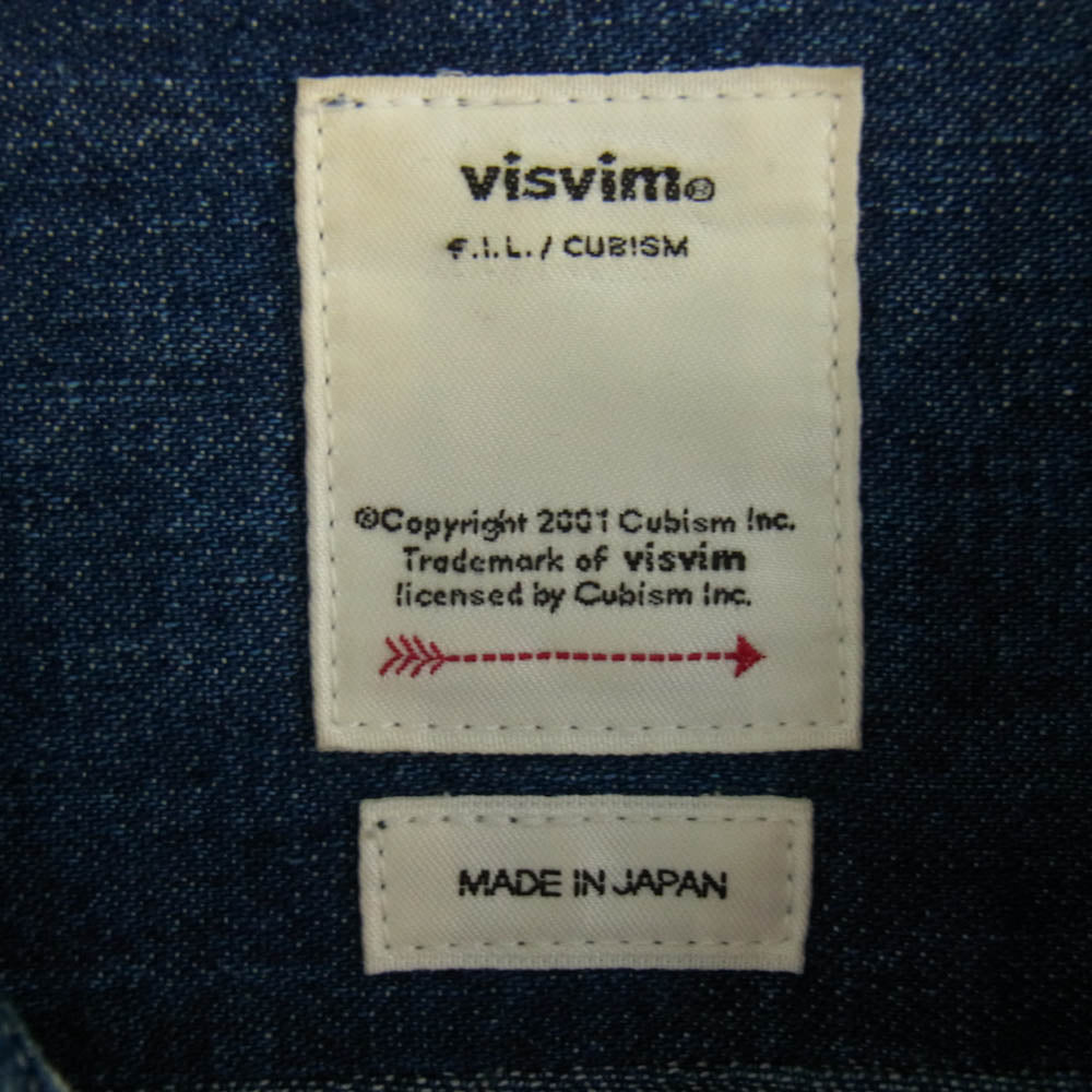 VISVIM ビズビム 19SS 0119105007001 SOCIAL SCULPTURE DAMAGED SHIRT ソーシャル スカルプチャー ダメージ 長袖 シャツ インディゴブルー系 1【中古】