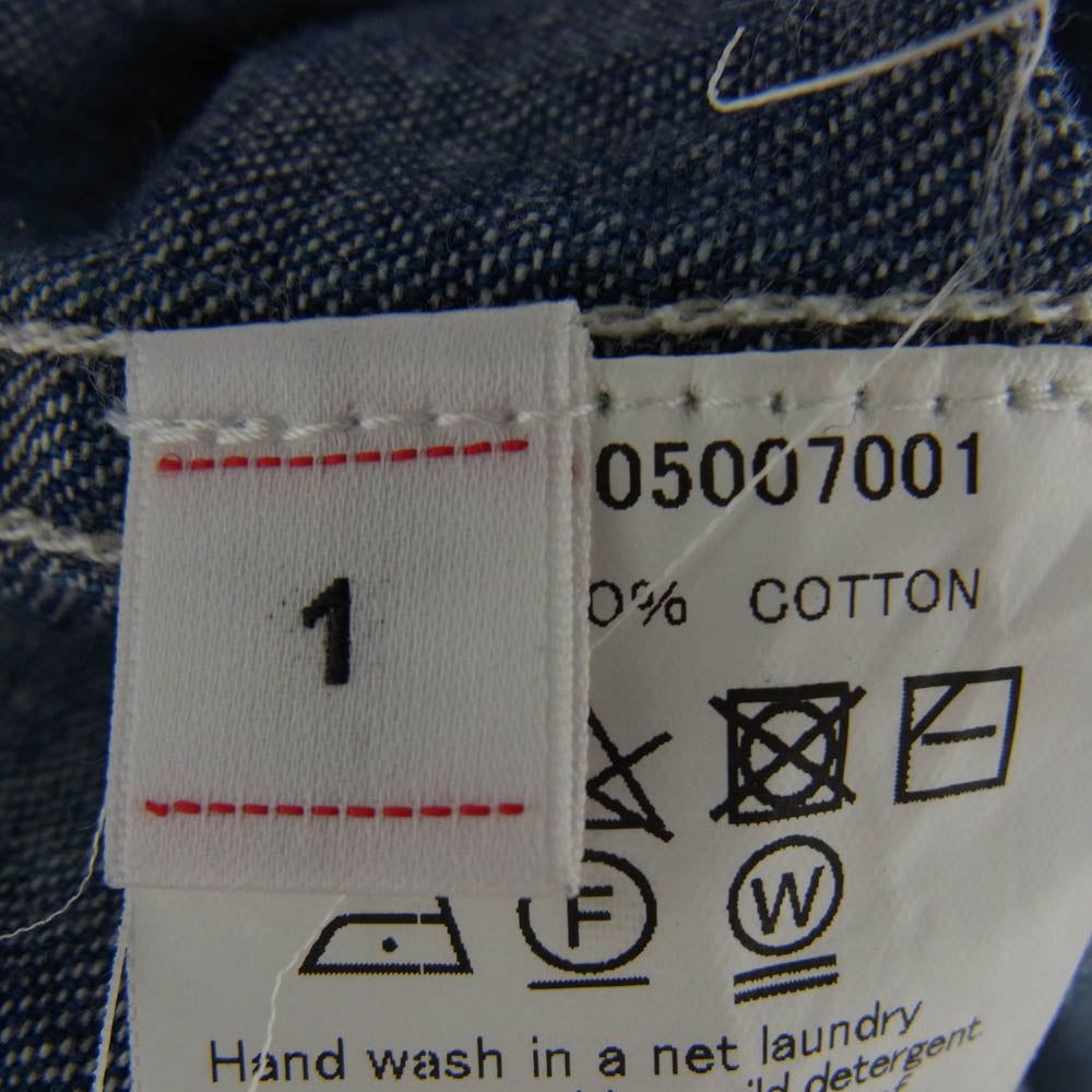 VISVIM ビズビム 19SS 0119105007001 SOCIAL SCULPTURE DAMAGED SHIRT ソーシャル スカルプチャー ダメージ 長袖 シャツ インディゴブルー系 1【中古】