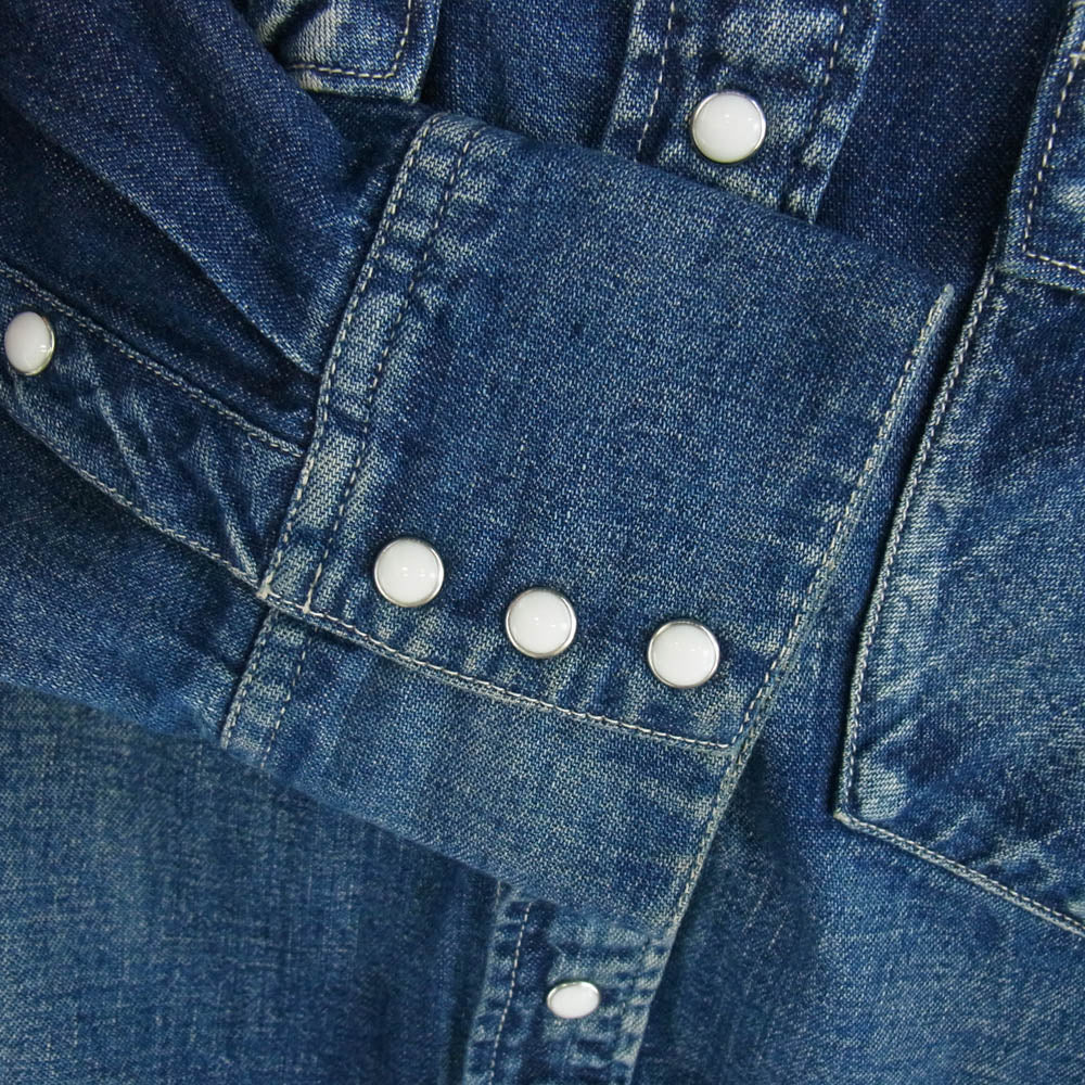 VISVIM ビズビム 19SS 0119105007001 SOCIAL SCULPTURE DAMAGED SHIRT ソーシャル スカルプチャー ダメージ 長袖 シャツ インディゴブルー系 1【中古】