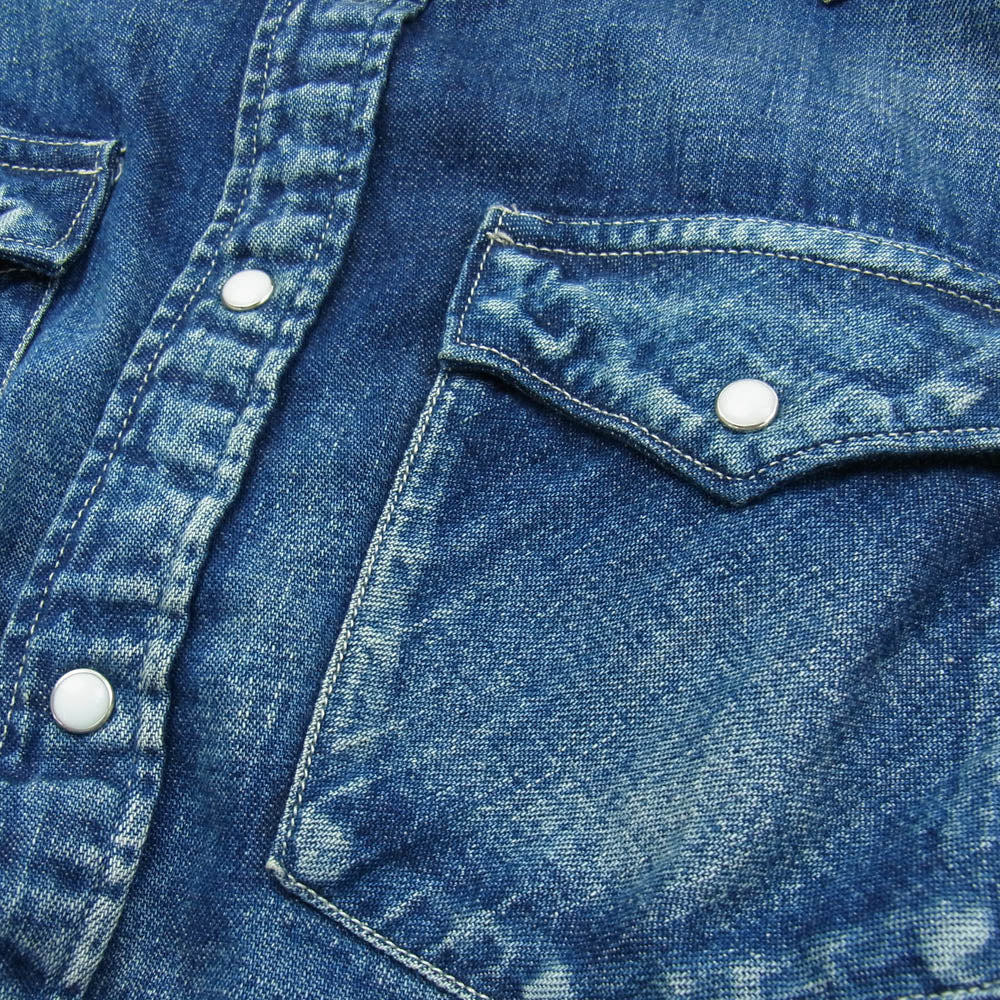 VISVIM ビズビム 19SS 0119105007001 SOCIAL SCULPTURE DAMAGED SHIRT ソーシャル スカルプチャー ダメージ 長袖 シャツ インディゴブルー系 1【中古】