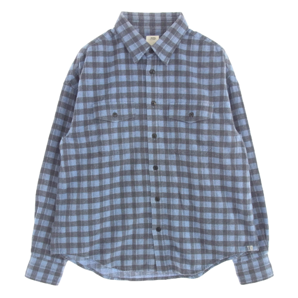 VISVIM ビズビム 0122205011015 PIONEER KHADI L/S CHECK SHIRT BLUE パイオニア カディ チェック シャツ ブルー ブルー系 1【中古】