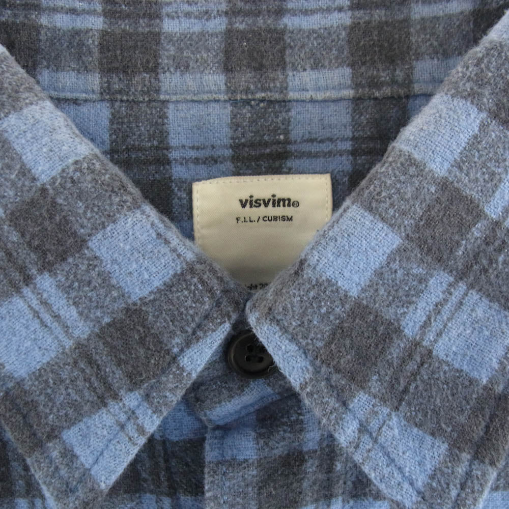 VISVIM ビズビム 0122205011015 PIONEER KHADI L/S CHECK SHIRT BLUE パイオニア カディ チェック シャツ ブルー ブルー系 1【中古】