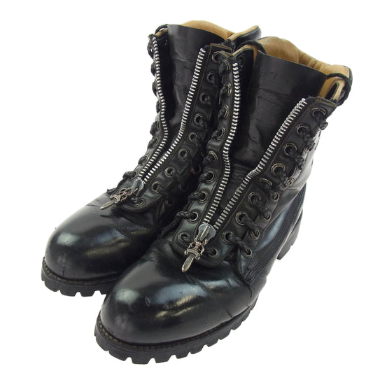 CHROME HEARTS クロムハーツ（原本無） × CHIPPEWA チペワ センターダガージップ レースアップ レザー ファイヤーマンブーツ ブラック系 9【中古】