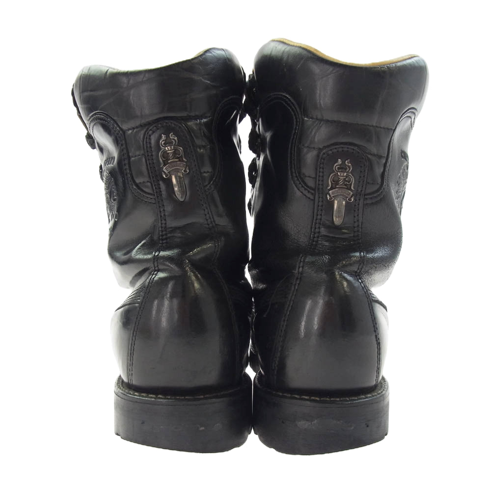 CHROME HEARTS クロムハーツ（原本無） × CHIPPEWA チペワ センターダガージップ レースアップ レザー ファイヤーマンブーツ ブラック系 9【中古】