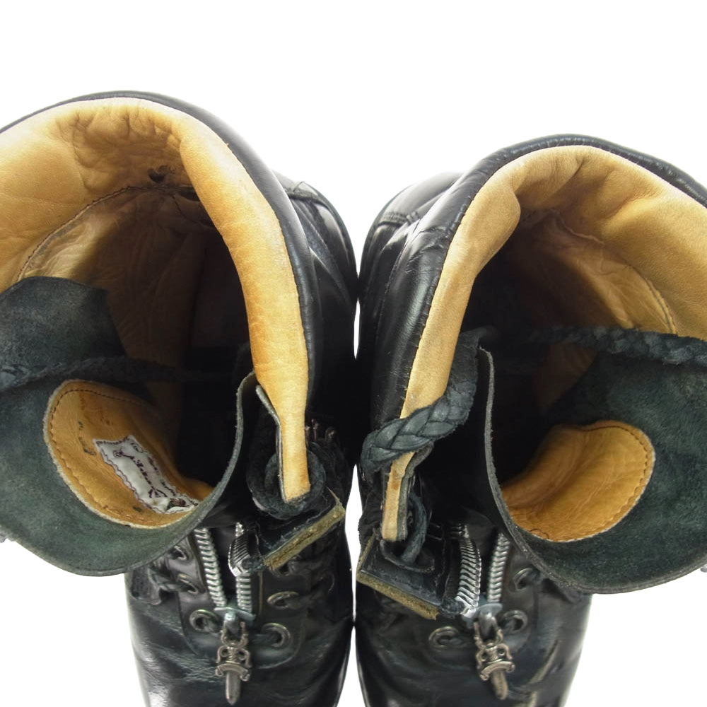 CHROME HEARTS クロムハーツ（原本無） × CHIPPEWA チペワ センターダガージップ レースアップ レザー ファイヤーマンブーツ ブラック系 9【中古】