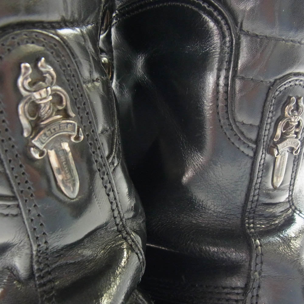 CHROME HEARTS クロムハーツ（原本無） × CHIPPEWA チペワ センターダガージップ レースアップ レザー ファイヤーマンブーツ ブラック系 9【中古】