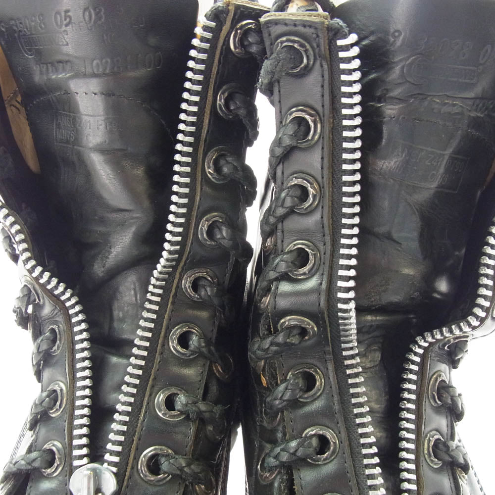 CHROME HEARTS クロムハーツ（原本無） × CHIPPEWA チペワ センターダガージップ レースアップ レザー ファイヤーマンブーツ ブラック系 9【中古】