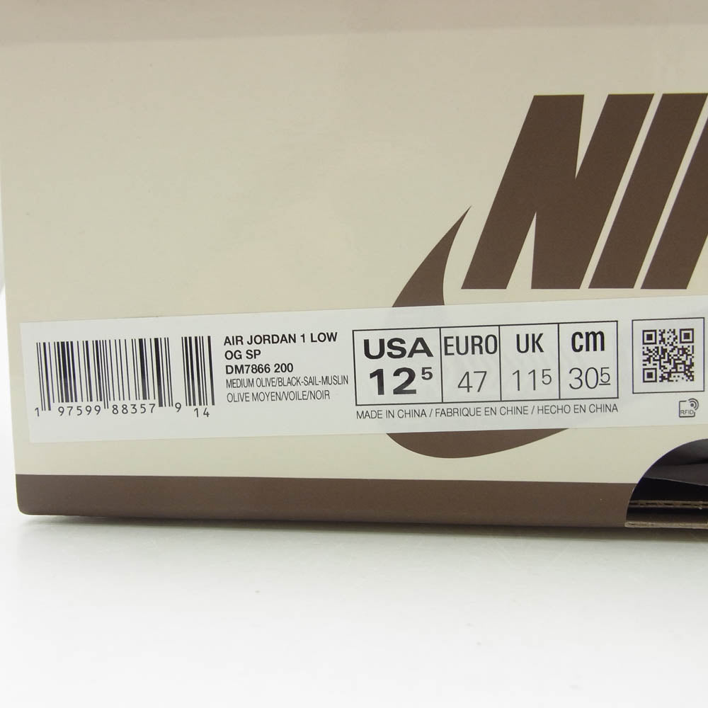 NIKE ナイキ DM7866-200 × Travis Scott フェイクバスターズ鑑定済 Air Jordan 1 Low OG SP トラヴィススコット エアジョーダン1 ロー スニーカー カーキ系 30.5cm【新古品】【未使用】【中古】