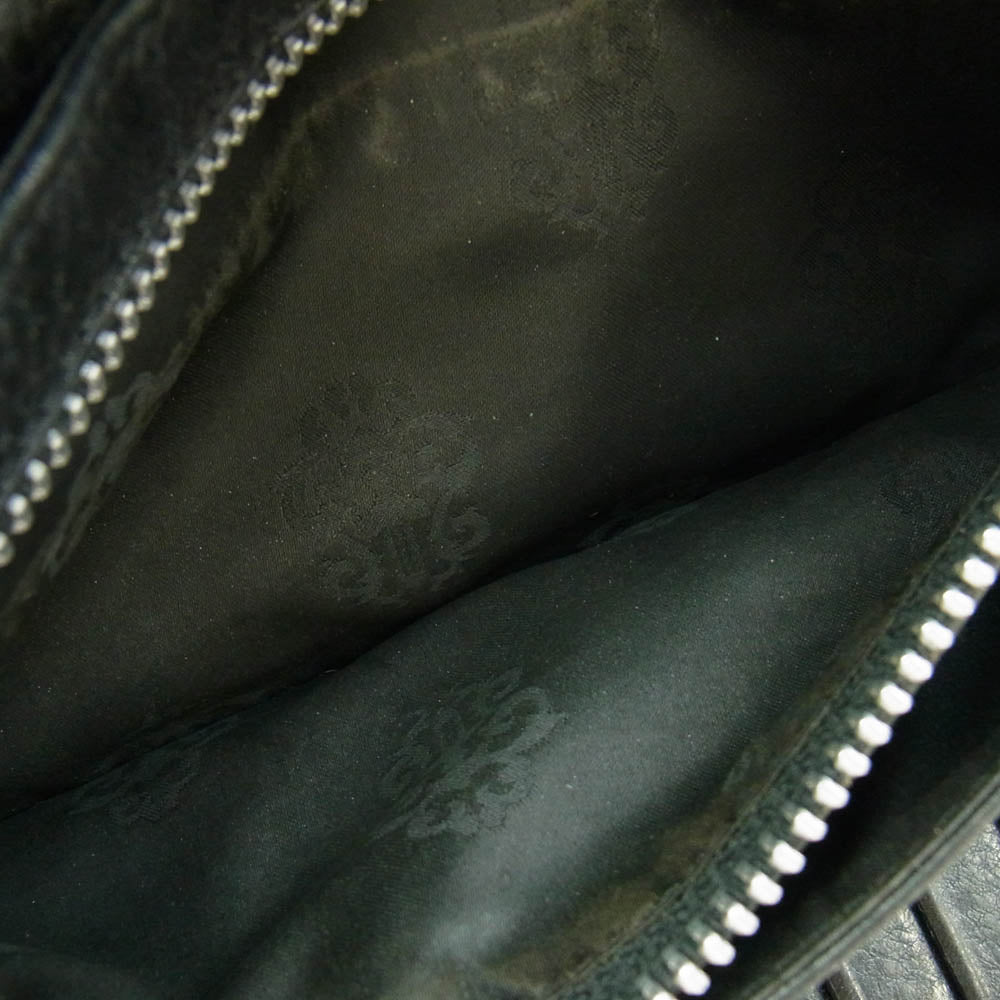 CHROME HEARTS クロムハーツ（原本無） WAVE CROSS BALL ウェーブ ウォレット クロスボールボタン レザー 長財布 ブラック系【中古】