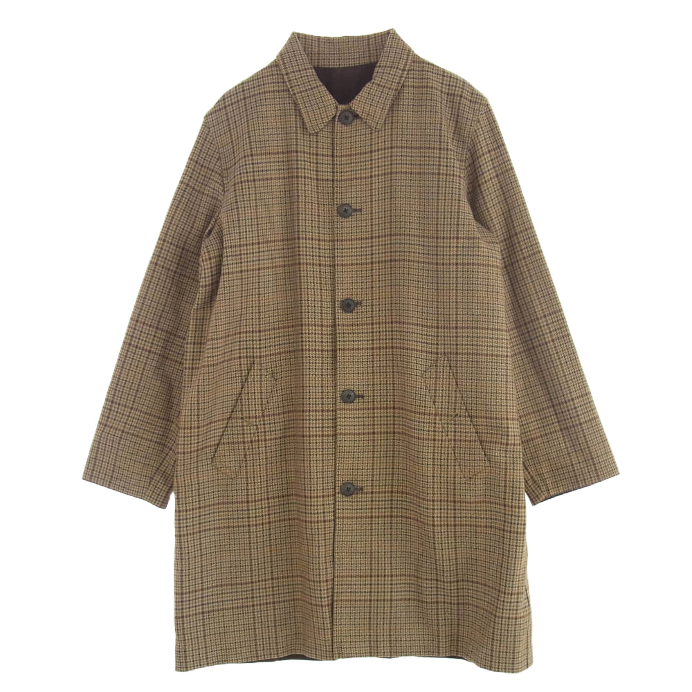 ローレン ラルフ ローレン チェック柄 リバーシブル コート ブラウン系 L【中古】