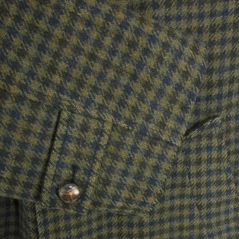 PENDLETON ペンドルトン 70's ボア襟 ウール チェックコート くるみボタン カーキ系 サイズ表記無【中古】