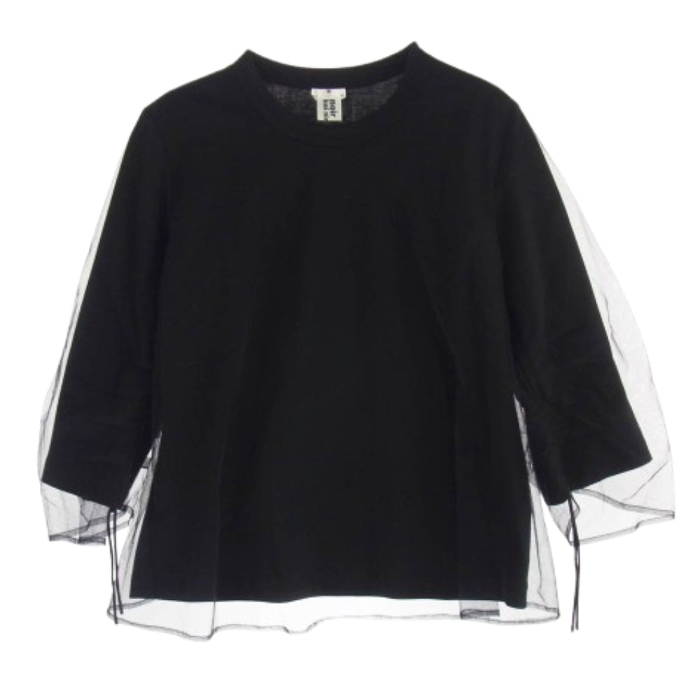 COMME des GARCONS NOIR コムデギャルソン ノワール 3C-T001 チュール 7分袖 ギャザースリーブ カットソー ブラック系 M【中古】