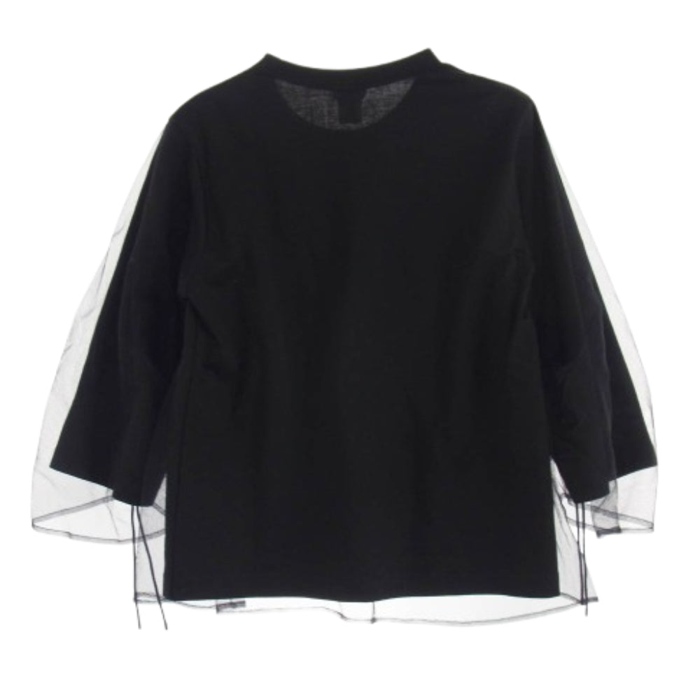 COMME des GARCONS NOIR コムデギャルソン ノワール 3C-T001 チュール 7分袖 ギャザースリーブ カットソー ブラック系 M【中古】