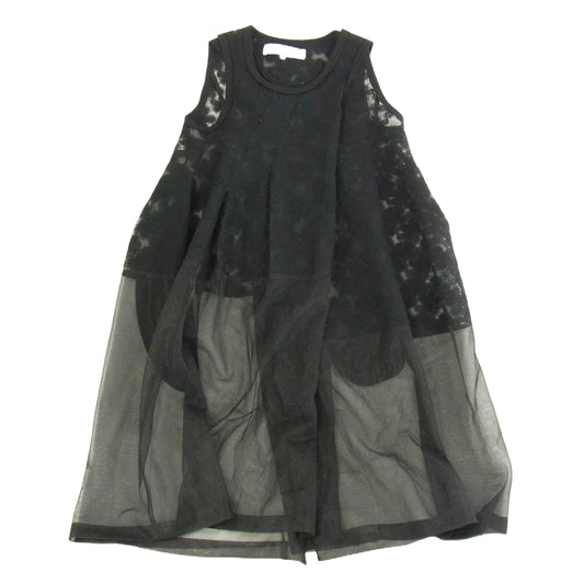 tao COMME des GARCONS タオ コムデギャルソン AD2024 TN-O007 フラワー刺繍 シアー ノースリーブ ワンピース ブラック系 M【中古】