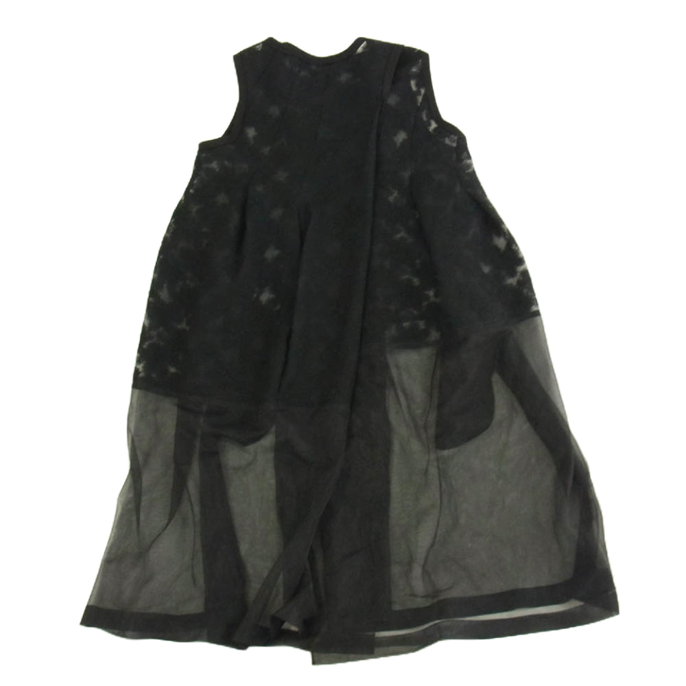 tao COMME des GARCONS タオ コムデギャルソン AD2024 TN-O007 フラワー刺繍 シアー ノースリーブ ワンピース ブラック系 M【中古】