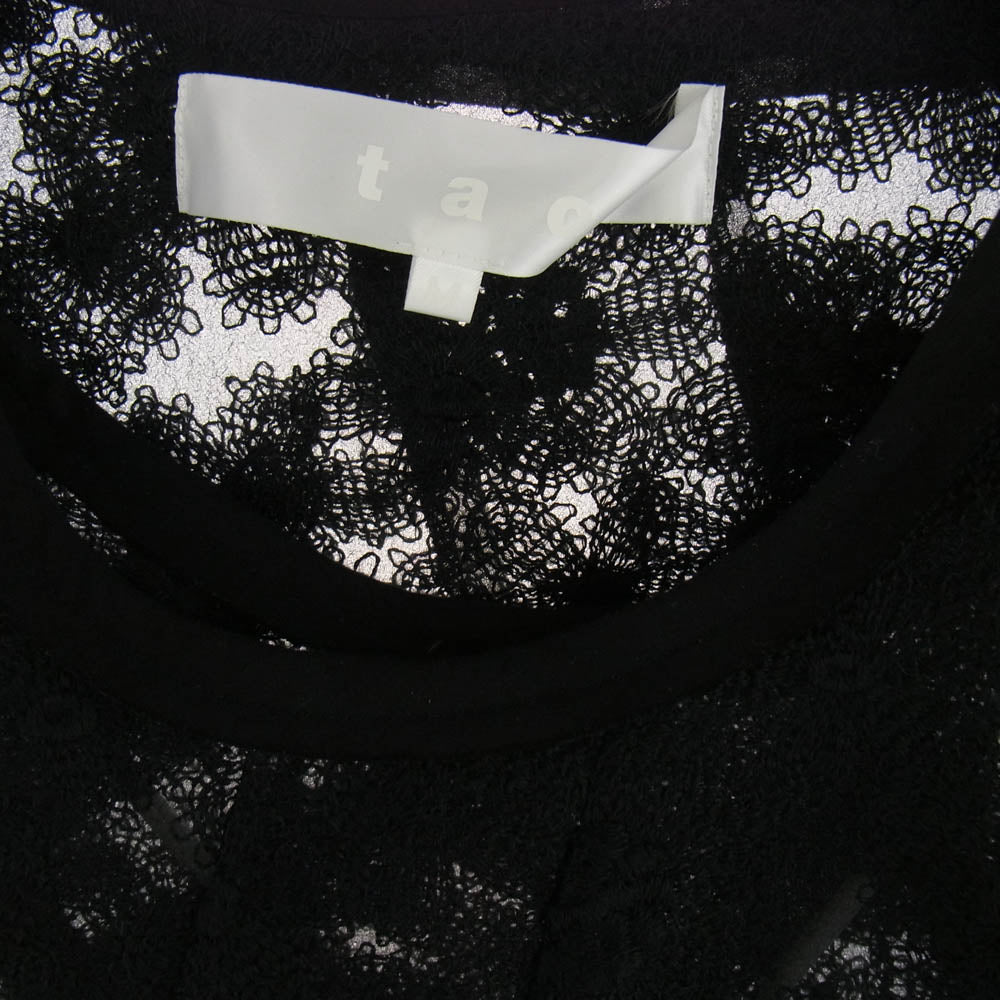 tao COMME des GARCONS タオ コムデギャルソン AD2024 TN-O007 フラワー刺繍 シアー ノースリーブ ワンピース ブラック系 M【中古】