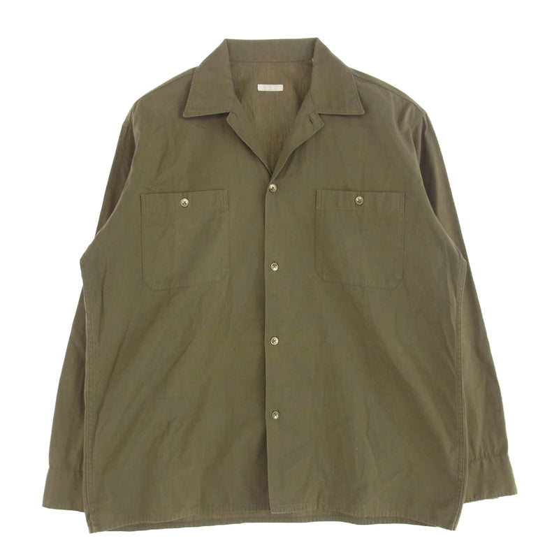 COMOLI コモリ 17AW L03-02005 OD Open collar shirt オープン カラー 長袖 シャツ カーキ系 1【中古】