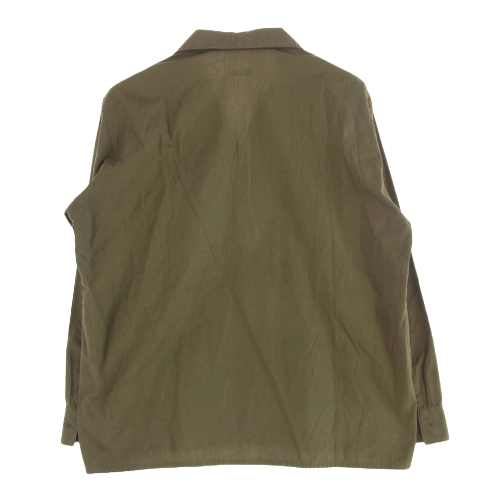 COMOLI コモリ 17AW L03-02005 OD Open collar shirt オープン カラー 長袖 シャツ カーキ系 1【中古】