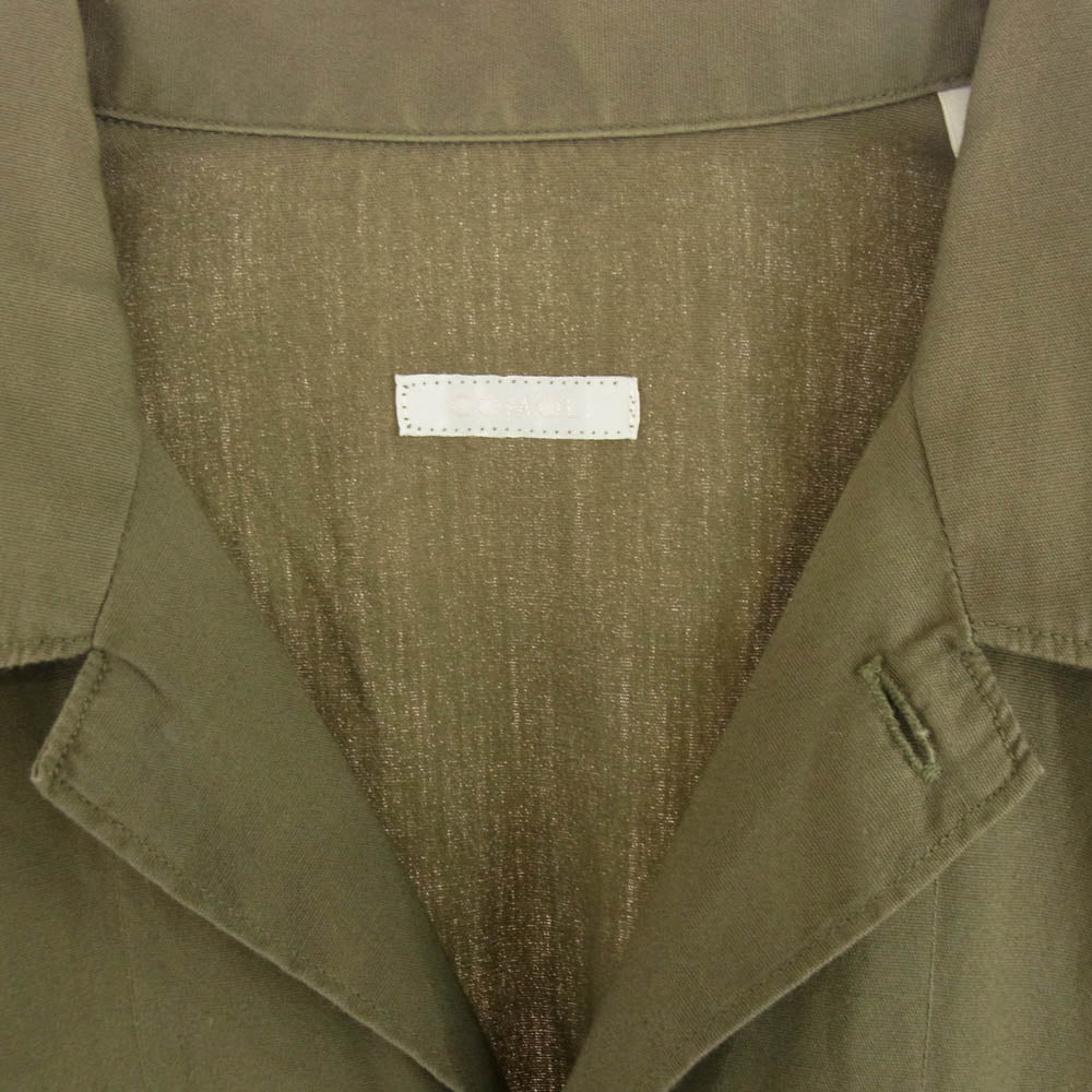 COMOLI コモリ 17AW L03-02005 OD Open collar shirt オープン カラー 長袖 シャツ カーキ系 1【中古】