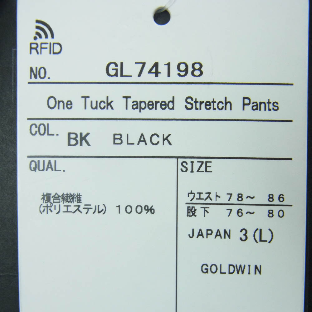 Goldwin ゴールドウィン GL74198 One Tuck Tapered Stretch Pants テーパード ストレッチ パンツ ブラック系 L 3【美品】【中古】