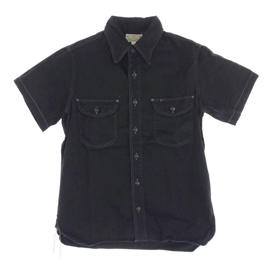 Buzz Rickson's バズリクソンズ BR26081 ヘリンボーン 半袖 ワーク シャツ ブラック系 14【中古】