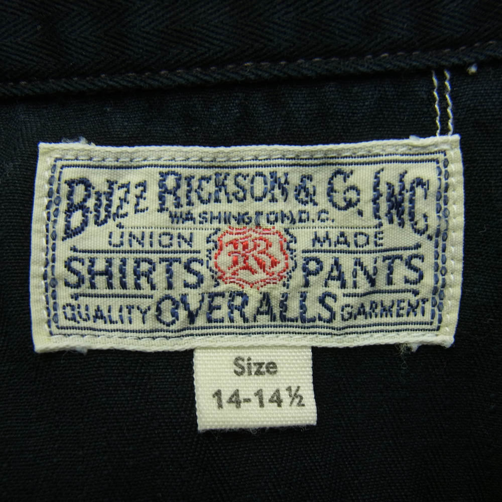 Buzz Rickson's バズリクソンズ BR26081 ヘリンボーン 半袖 ワーク シャツ ブラック系 14【中古】