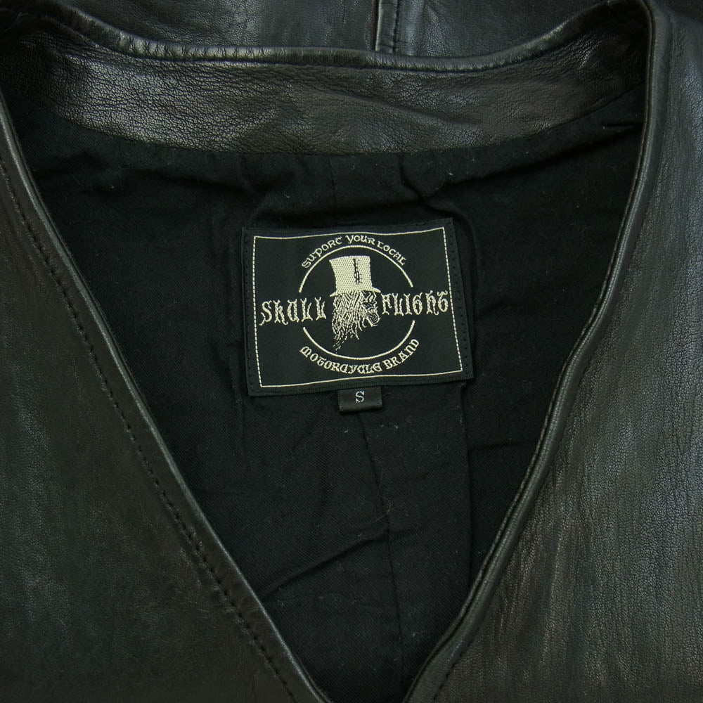 スカルフライト シープレザー ベスト ブラック系 S【中古】
