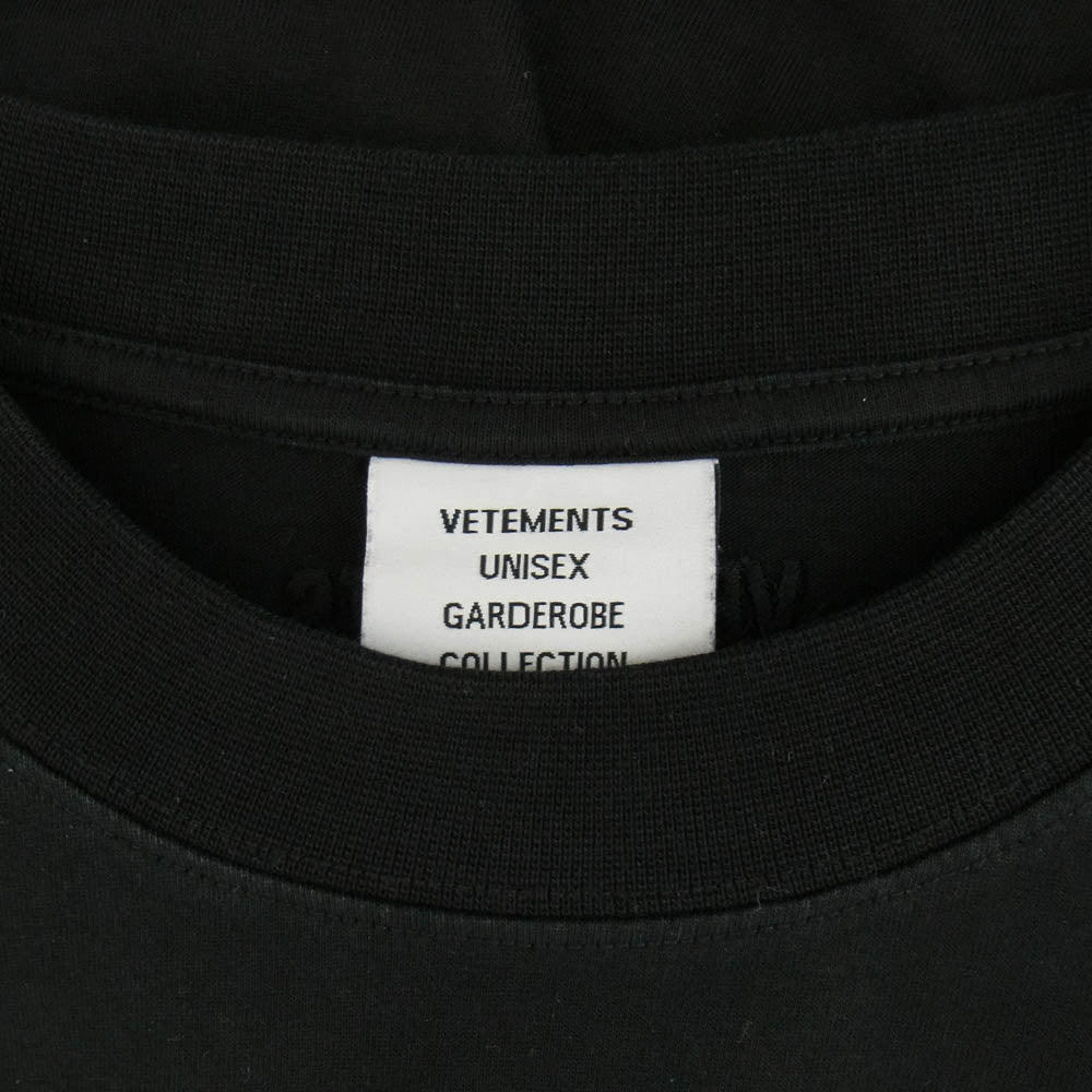 VETEMENTS ヴェトモン 21AW UA52TR540B スローガン プリント 半袖 Tシャツ ブラック系 XS【中古】