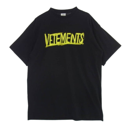 VETEMENTS ヴェトモン 20AW UAH21TR618 World Tour Tee ワールドツアー ロゴプリント オーバーサイズ 半袖 Tシャツ ブラック系 S【中古】