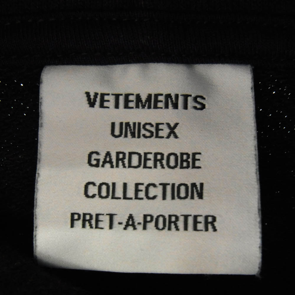 VETEMENTS ヴェトモン 21AW UA52TR800B LIMITED EDITION women printed black hoodie  リミテッドエディション ロゴ刺繍 プリント フーディ パーカー ブラック系 XS【中古】
