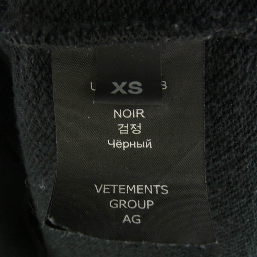 VETEMENTS ヴェトモン 21AW UA52TR800B LIMITED EDITION women printed black hoodie  リミテッドエディション ロゴ刺繍 プリント フーディ パーカー ブラック系 XS【中古】