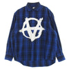 VETEMENTS ヴェトモン UA52SH850B Anarchy Flannel Shirt アナーキー プリント フランネル スナップボタン長袖 シャツ ブルー系 S【中古】
