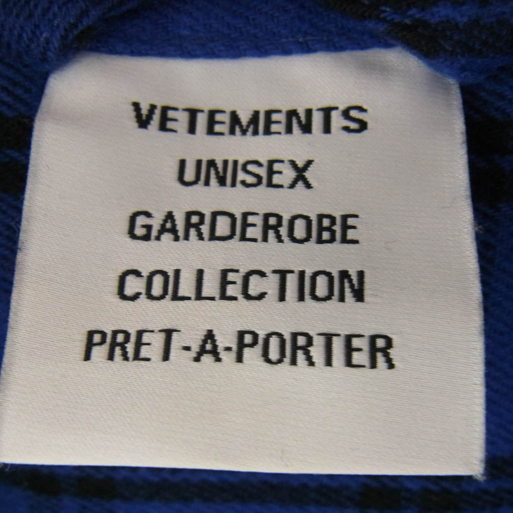 VETEMENTS ヴェトモン UA52SH850B Anarchy Flannel Shirt アナーキー プリント フランネル スナップボタン長袖 シャツ ブルー系 S【中古】