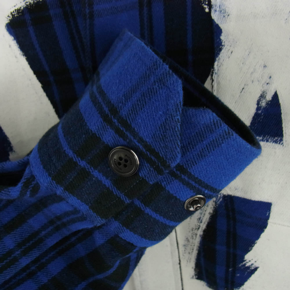 VETEMENTS ヴェトモン UA52SH850B Anarchy Flannel Shirt アナーキー プリント フランネル スナップボタン長袖 シャツ ブルー系 S【中古】