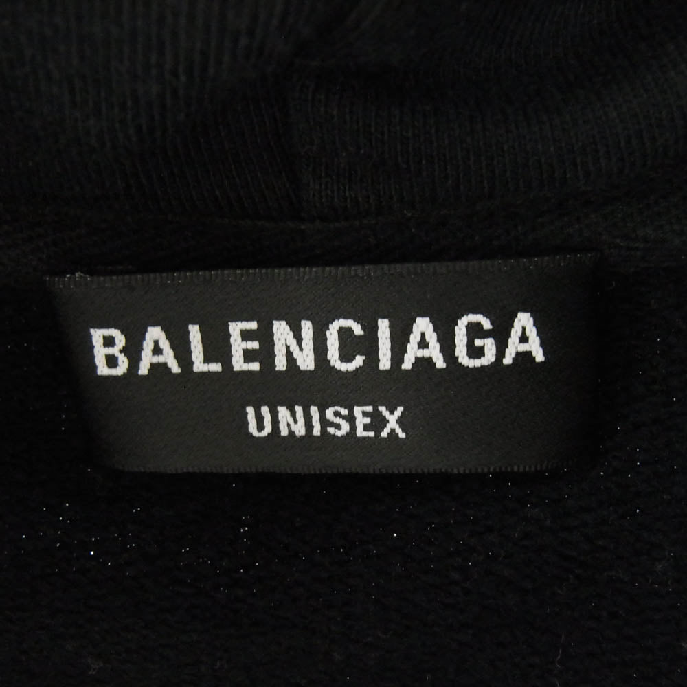 BALENCIAGA バレンシアガ 21AW 674719 TLVB4 Wide Zip Up Hoodie ターンワイド ロゴ ジップアップ フーディ パーカー ブラック系 3【中古】