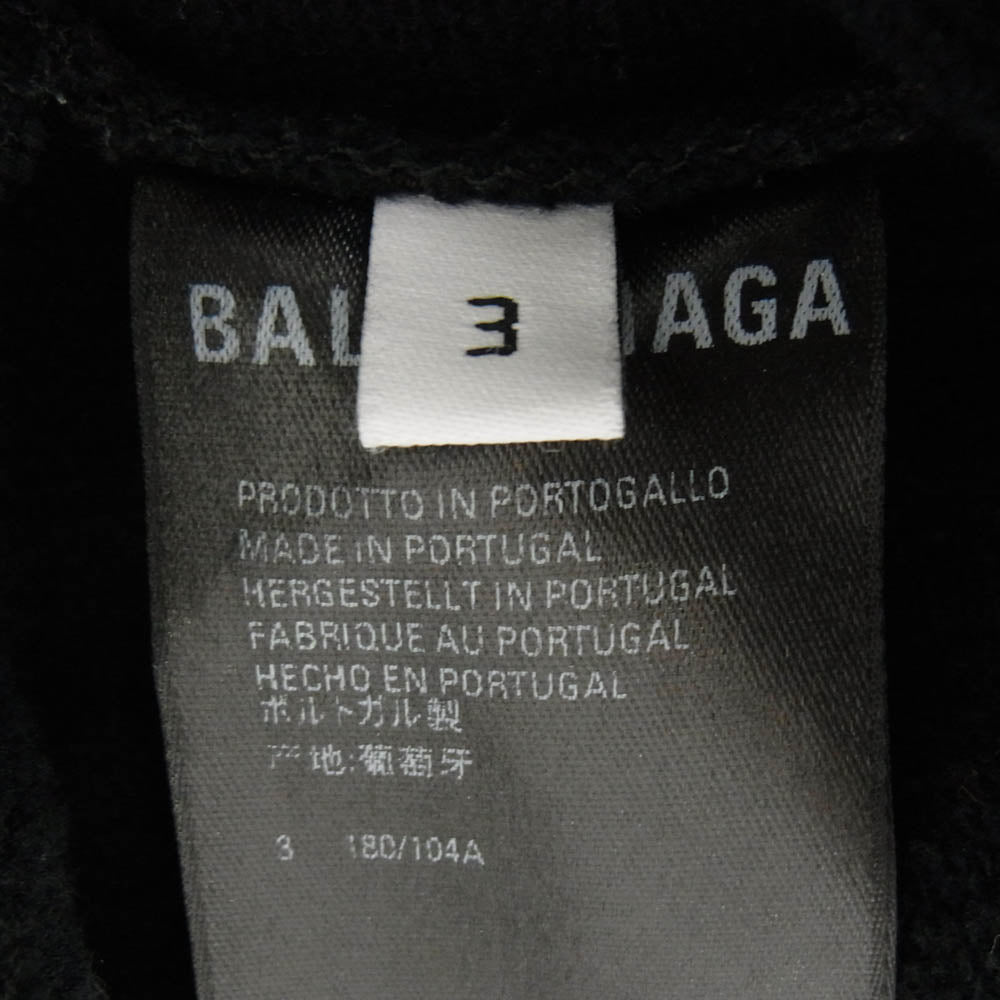 BALENCIAGA バレンシアガ 21AW 674719 TLVB4 Wide Zip Up Hoodie ターンワイド ロゴ ジップアップ フーディ パーカー ブラック系 3【中古】