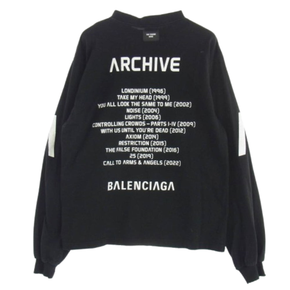 BALENCIAGA バレンシアガ 24SS 781245 TQVA1 LIMITED EDITION ARCHIVE SERIES CONNECTED リミテッドエディション アーカイブシリーズ コネクテッド プリント ダメージ加工 ロングスリーブ Tシャツ カットソー ロンT ブラック系 XS【中古】