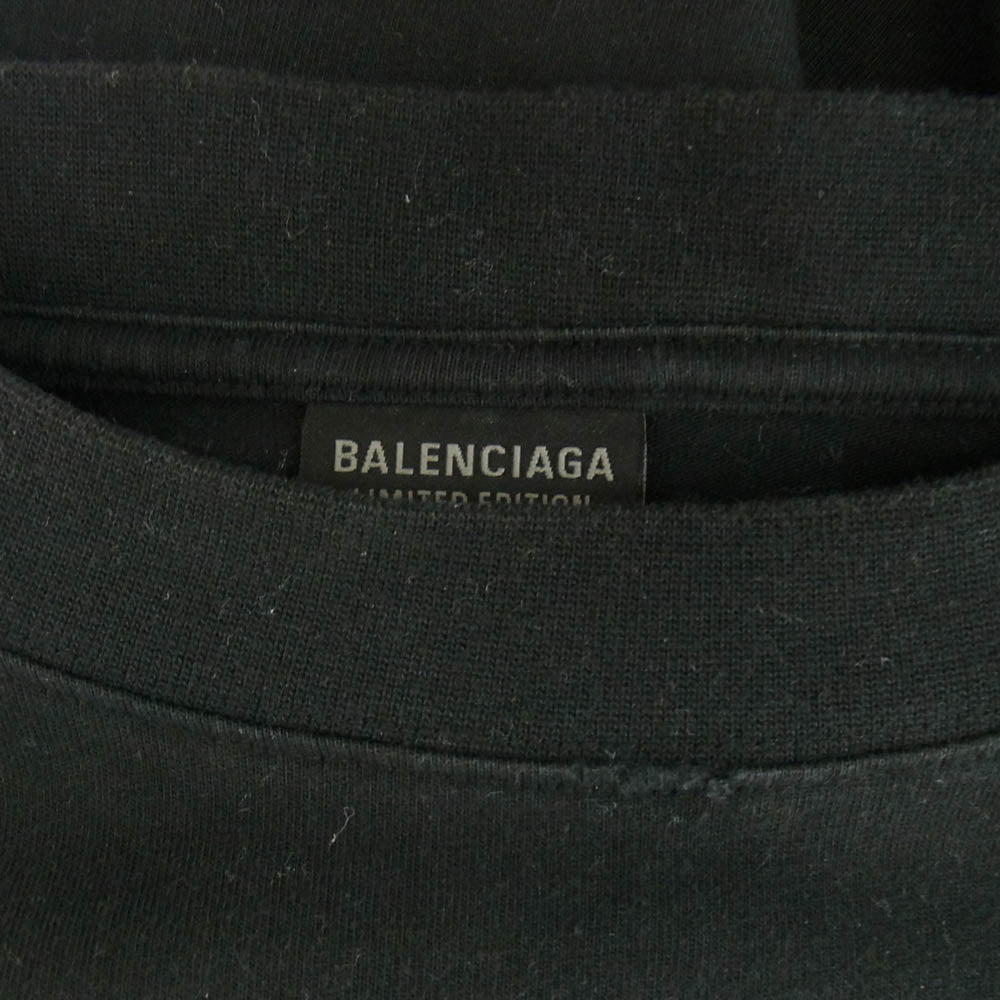 BALENCIAGA バレンシアガ 24SS 781245 TQVA1 LIMITED EDITION ARCHIVE SERIES CONNECTED リミテッドエディション アーカイブシリーズ コネクテッド プリント ダメージ加工 ロングスリーブ Tシャツ カットソー ロンT ブラック系 XS【中古】