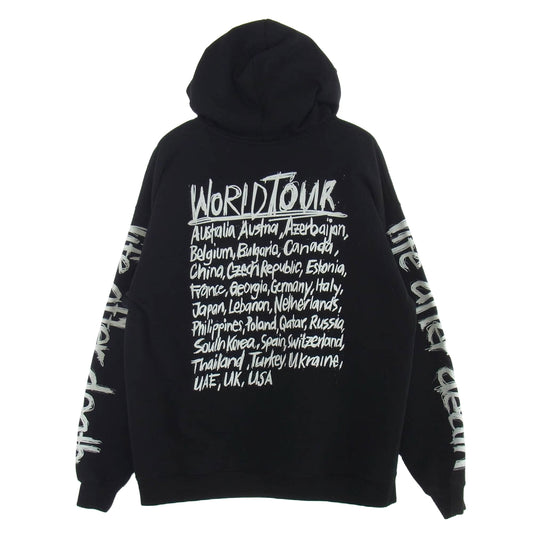 VETEMENTS ヴェトモン 21AW UA52TR910W LIMITED EDITION WORLD TOUR LOGO HOODIE リミテッドエディション ワールドツアー ロゴ フーディ パーカー ブラック系 XS【中古】