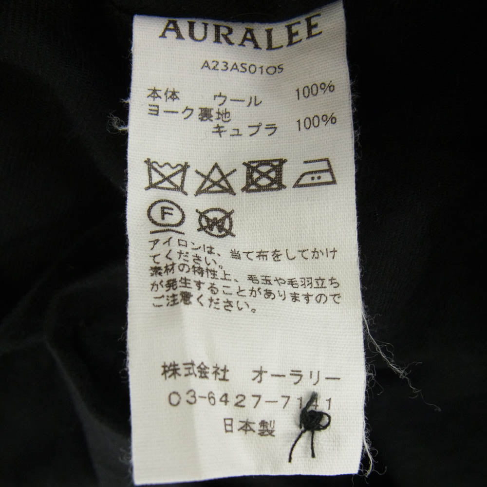 AURALEE オーラリー A23AS01OS SUPER LIGHT WOOL SHIRTS ウール シャツ 長袖 ブラック系 3【中古】