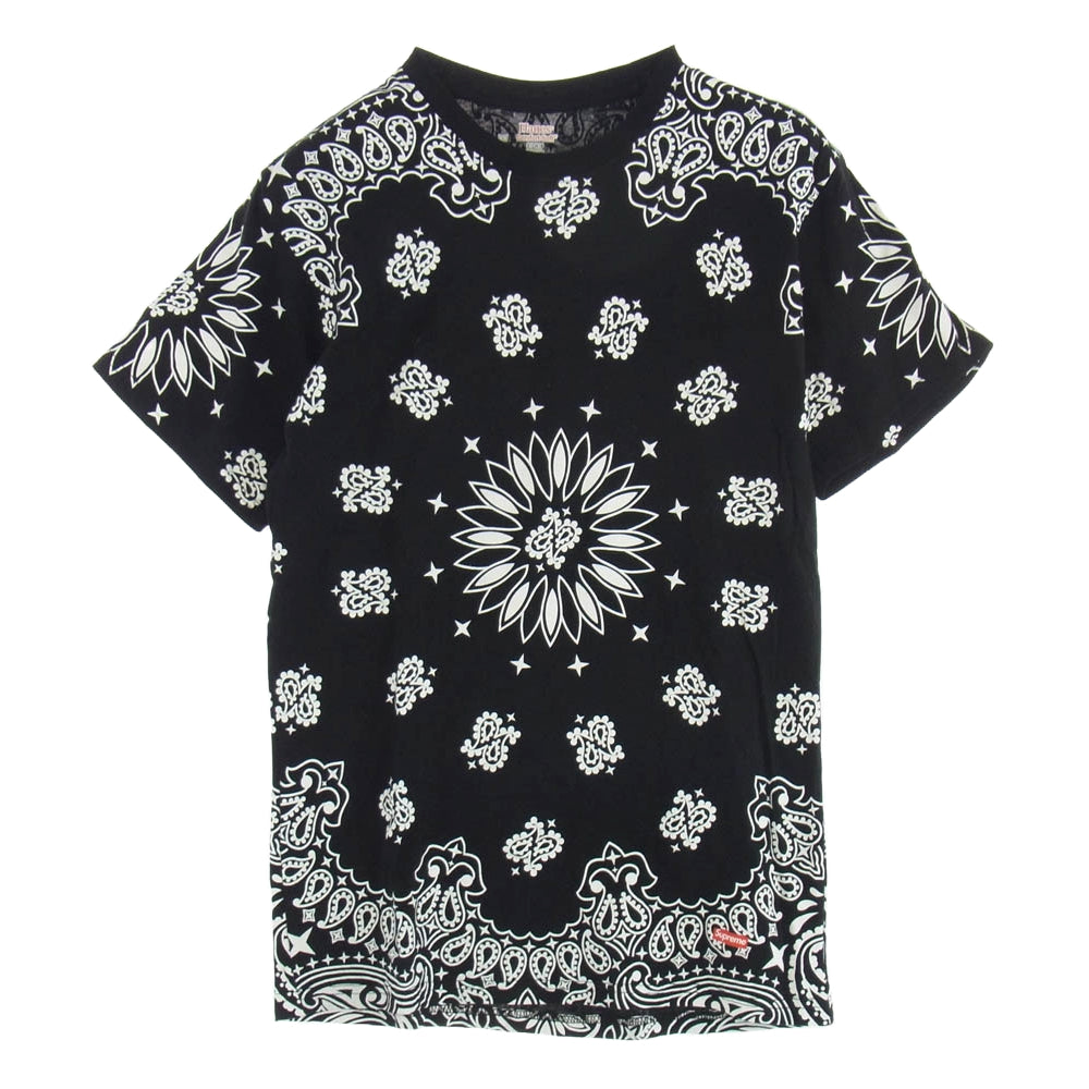 Supreme シュプリーム 22AW × Hanes Bandana Tagless Tee バンダナデザイン Tシャツ 半袖カットソー ブラック系 S【中古】