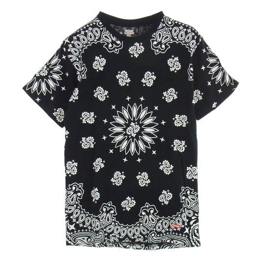 Supreme シュプリーム 22AW × Hanes Bandana Tagless Tee バンダナデザイン Tシャツ 半袖カットソー ブラック系 S【中古】