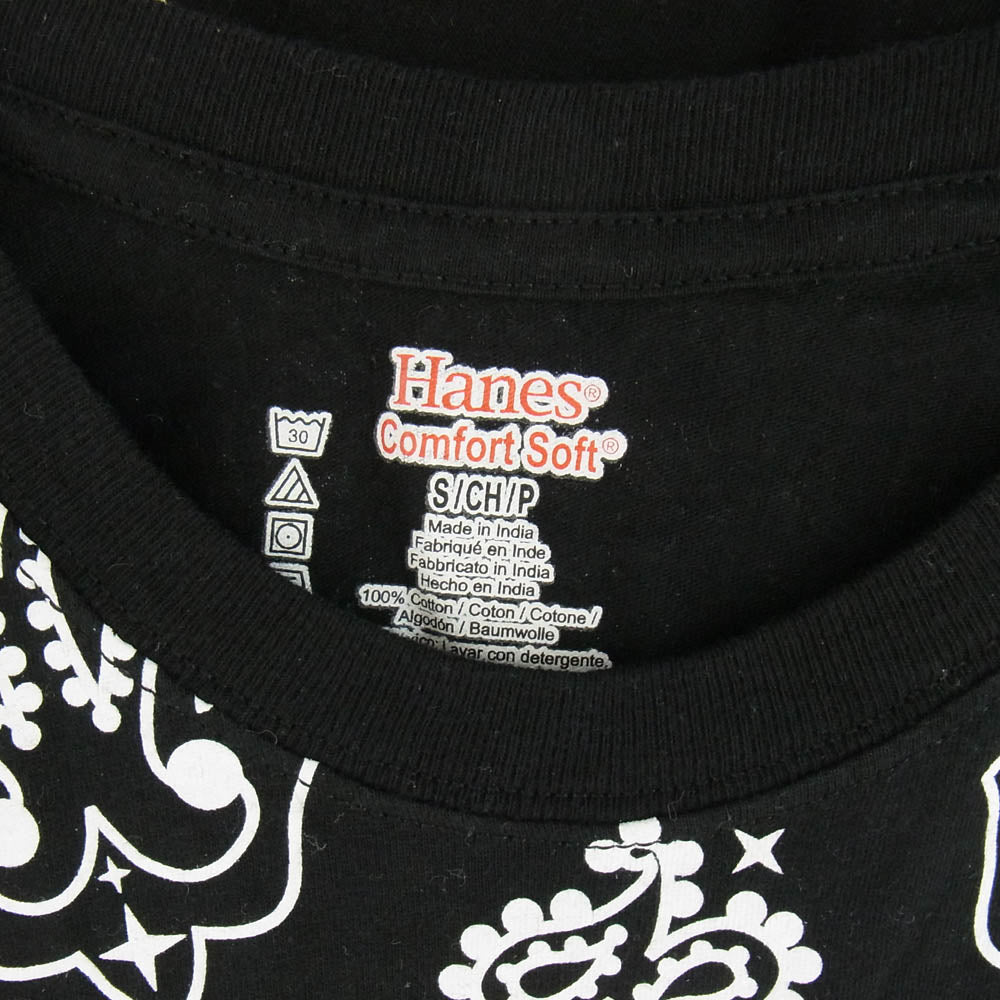 Supreme シュプリーム 22AW × Hanes Bandana Tagless Tee バンダナデザイン Tシャツ 半袖カットソー ブラック系 S【中古】