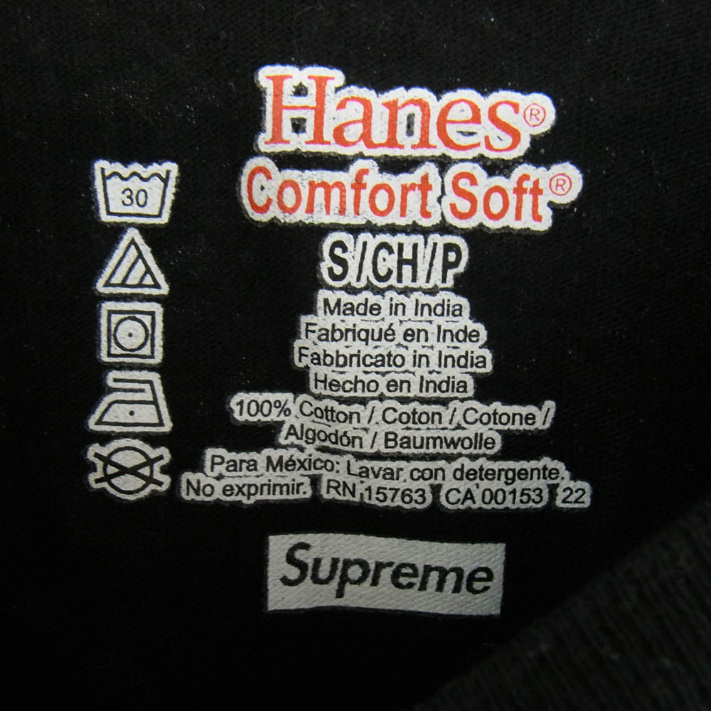 Supreme シュプリーム 22AW × Hanes Bandana Tagless Tee バンダナデザイン Tシャツ 半袖カットソー ブラック系 S【中古】