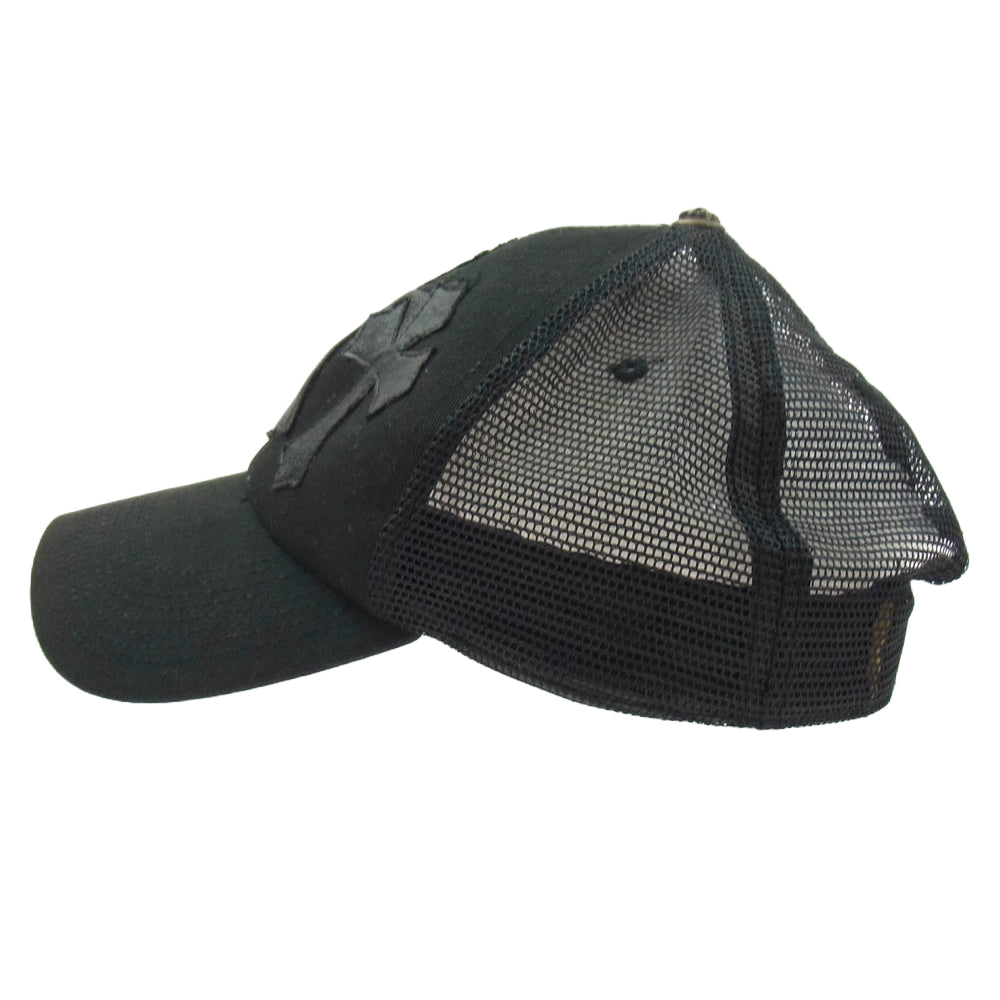 A&G エーアンドジー レザー クロスパッチ メッシュキャップ ブラック系【中古】