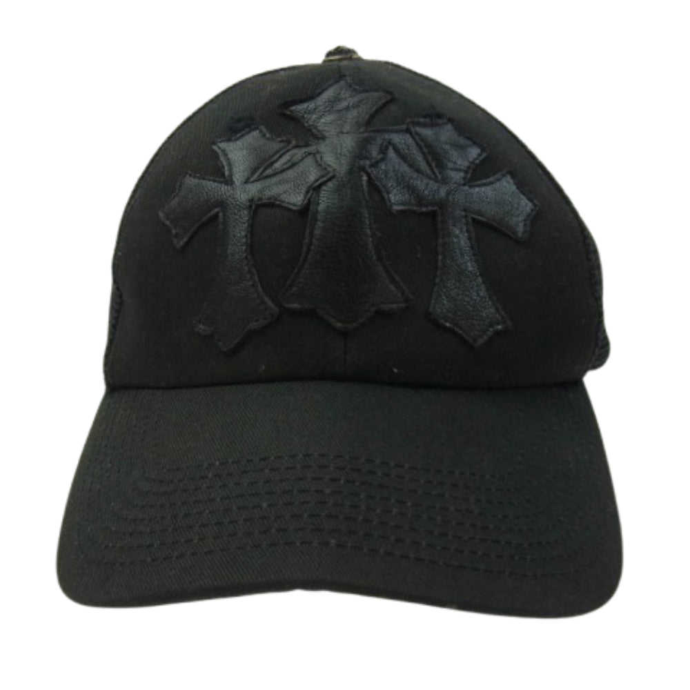 A&G エーアンドジー レザー クロスパッチ メッシュキャップ ブラック系【中古】