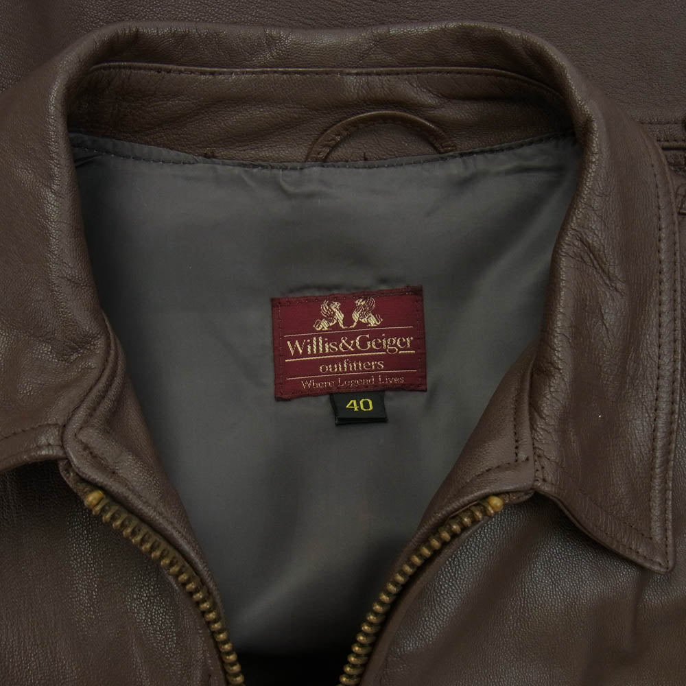 ウィリス アンド ガイガー G-8 LEATHER FLIGHT JACKET レザー フライト ジャケット ブラウン系 40【中古】