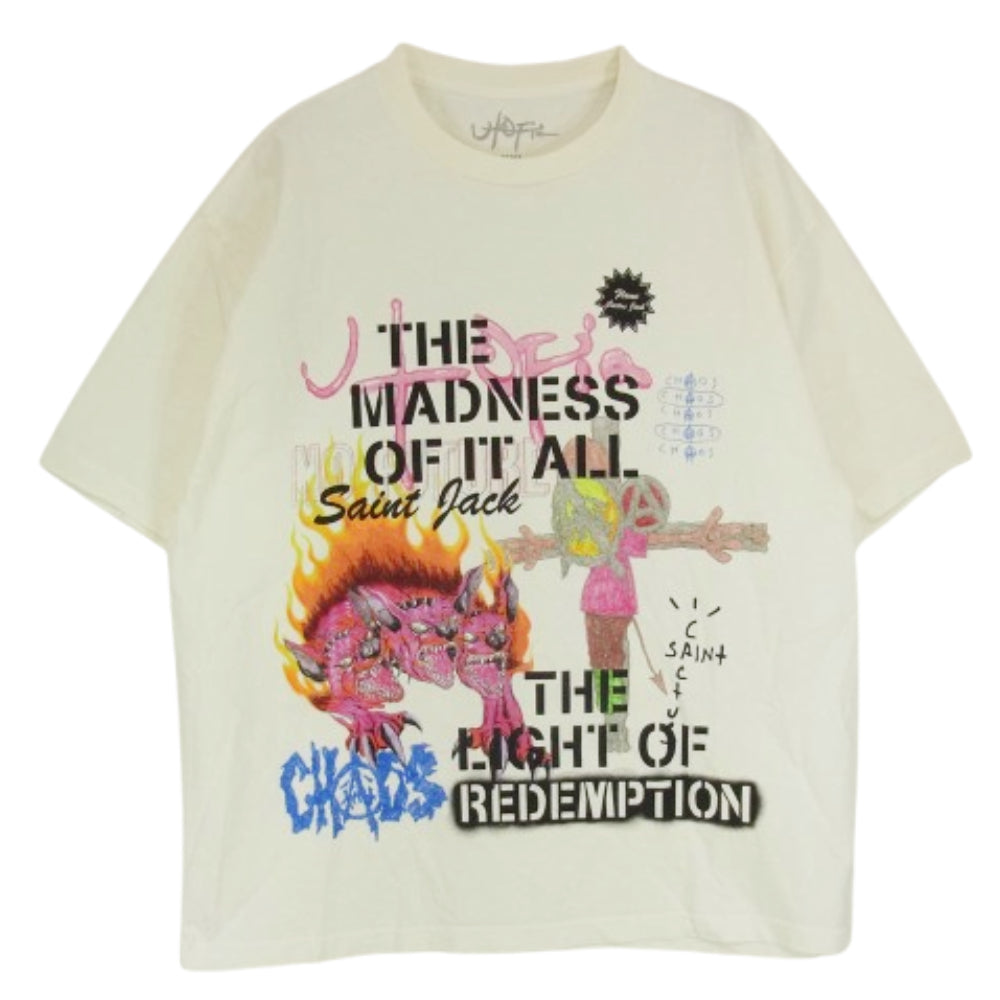 SAINT MICHAEL セントマイケル 23SS Travis Scott Utopia 3A TEE White トラヴィス スコット ユートピア ホワイト 半袖 Tシャツ オフホワイト系 XXL【中古】
